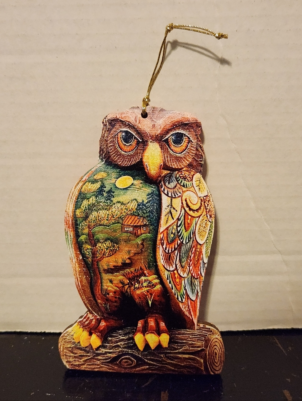 Wise Mediator Owl Wooden Ornaments 5.5"